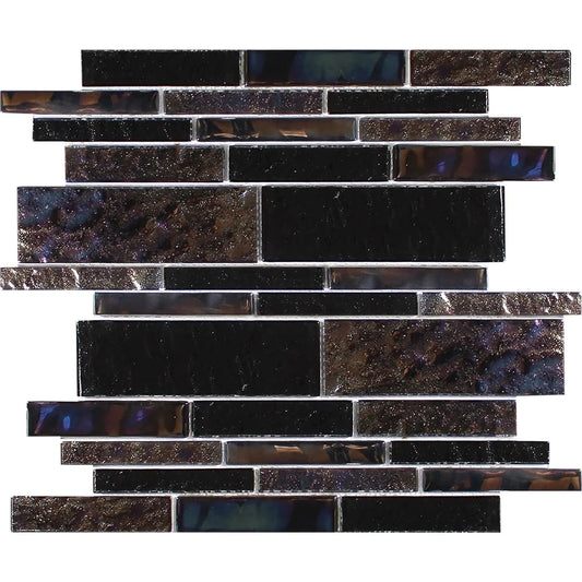 Aquatica Blackstone Linear Glass Mesh Tile 11.75"x11.75" - Treasure Collection