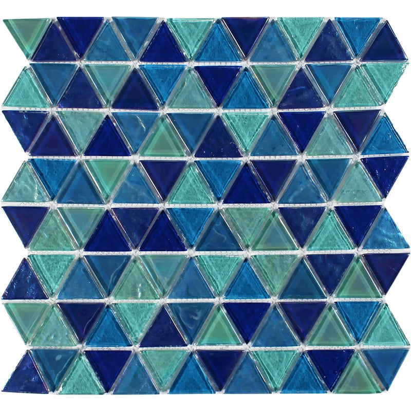 Aquatica Blendstone Glass Mosaic On Mesh Tile 11.75"x11.75" - Triangle Collection