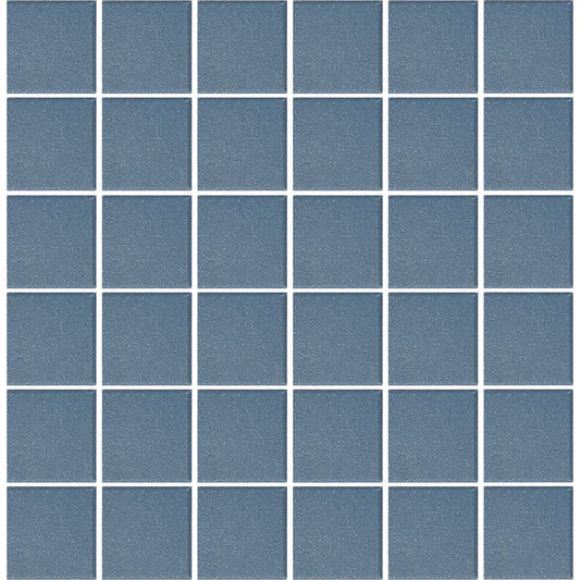 Aquatica Blue 2"x2" Porcelain Mosaic Pool Tile 12"x12" - Unglazed Collection