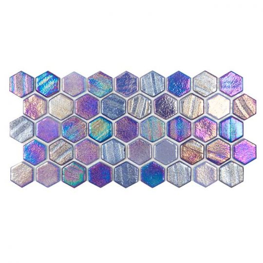 Aquatica Blue Hexagon Glass Mosaic Tile 12"x12" - Illusions Collection