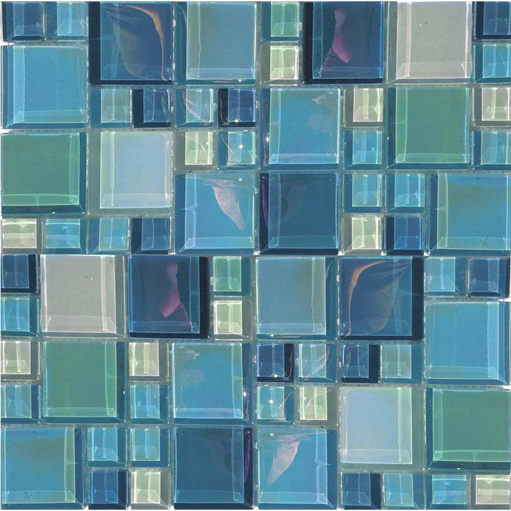 Aquatica Blue Magic Random Size Glass Mosaic Tile 12"x12" - Lux Aqua Collection