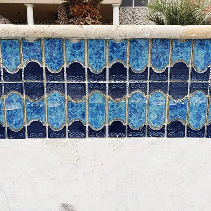 Aquatica Caribbean Blue Porcelain Mosaic Tile 12"x12.5" - Botanical Collection