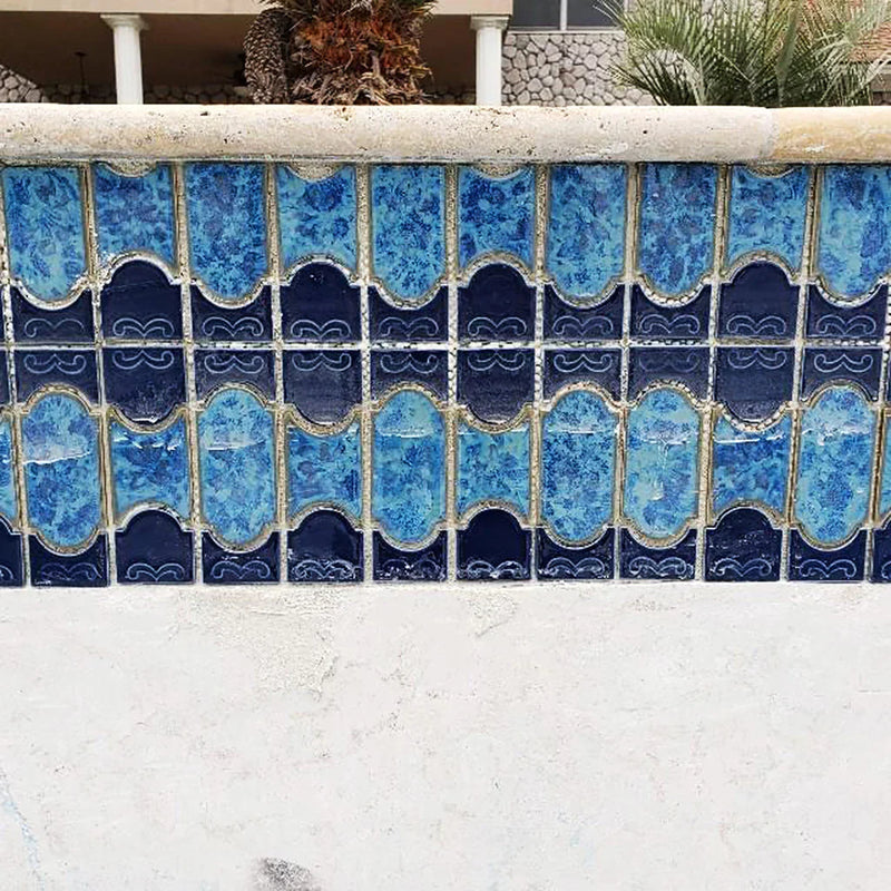 Aquatica Caribbean Blue Porcelain Mosaic Tile 12"x12.5" - Botanical Collection