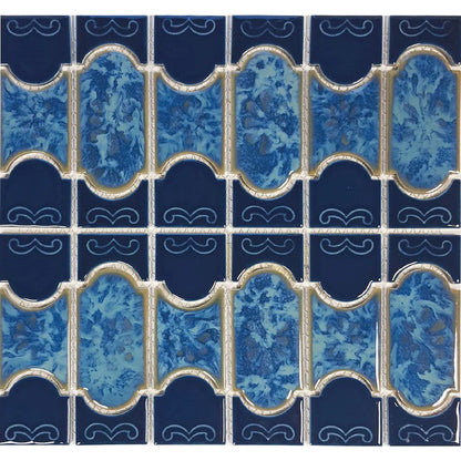 Aquatica Caribbean Blue Porcelain Mosaic Tile 12"x12.5" - Botanical Collection