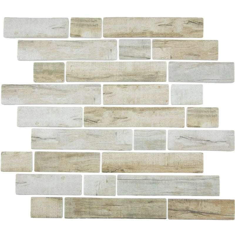 Aquatica Cinnamon Multi Linear Glass Mosaic Tile 11.75"x11.5" - Bark Collection