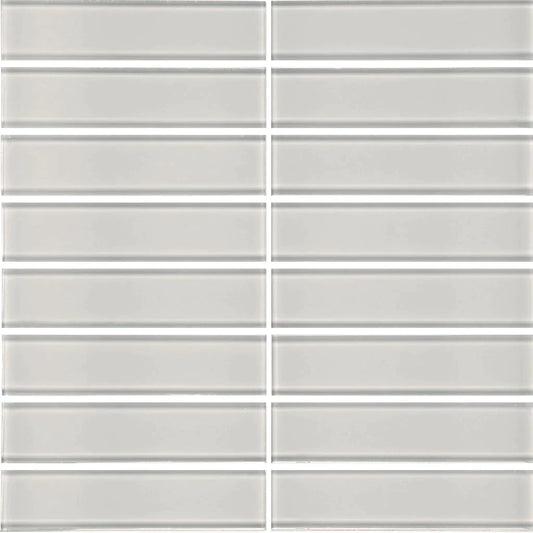 Aquatica Cloud 1.5"x6" Stacked Glass Mosaic Tile 11.75"x11.75" - Element Collection