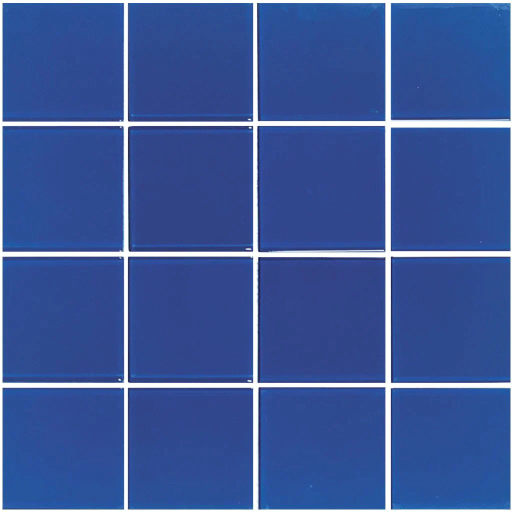 Aquatica Cobalt Solid Glass Mosaic Tile 12"x12" - Crystal Collection