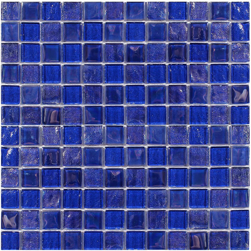 Aquatica Cobaltstone 1"x1" Linear Glass Mesh Tile 11.75"x11.75" - Treasure Collection