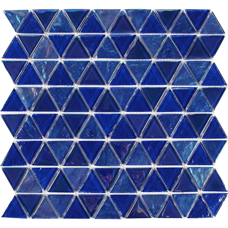 Aquatica Cobaltstone Glass Mosaic On Mesh Tile 11.75"x11.75" - Triangle Collection