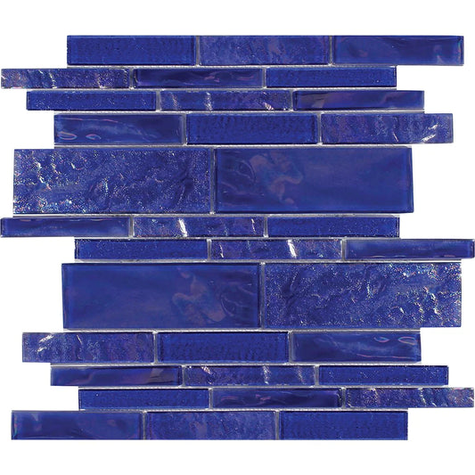 Aquatica Cobaltstone Linear Glass Mesh Tile 11.75"x11.75" - Treasure Collection