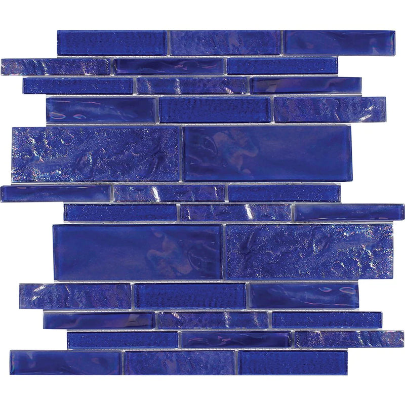 Aquatica Cobaltstone Linear Glass Mesh Tile 11.75"x11.75" - Treasure Collection