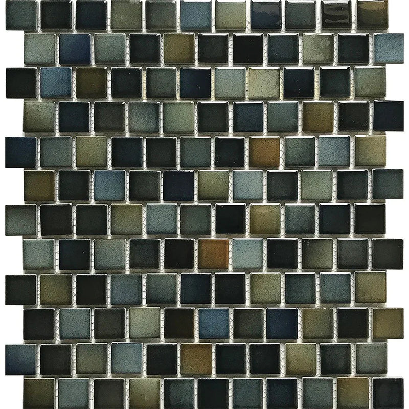 Aquatica Dark 1"x1" Porcelain Mosaic 12"x13" - Sea Breeze Collection