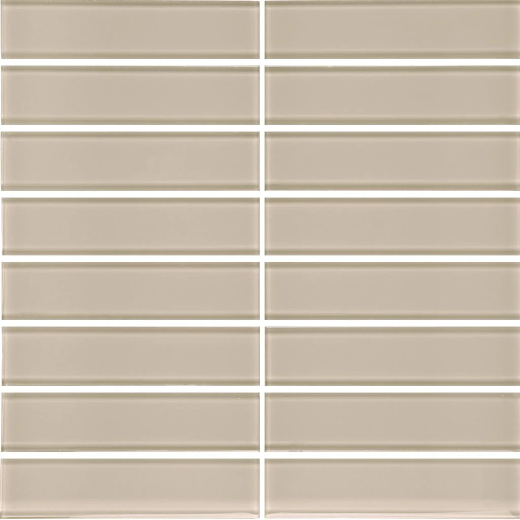 Aquatica Earth 1.5"x6" Stacked Glass Mosaic Tile 11.75"x11.75" - Element Collection