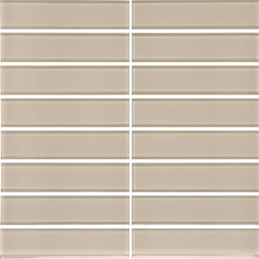 Aquatica Earth 1.5"x6" Stacked Glass Mosaic Tile 11.75"x11.75" - Element Collection