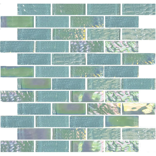 Aquatica Emerald Green 1"x3" Glass Mosaic Tile 11.50"x11.75" - Nautical Collection