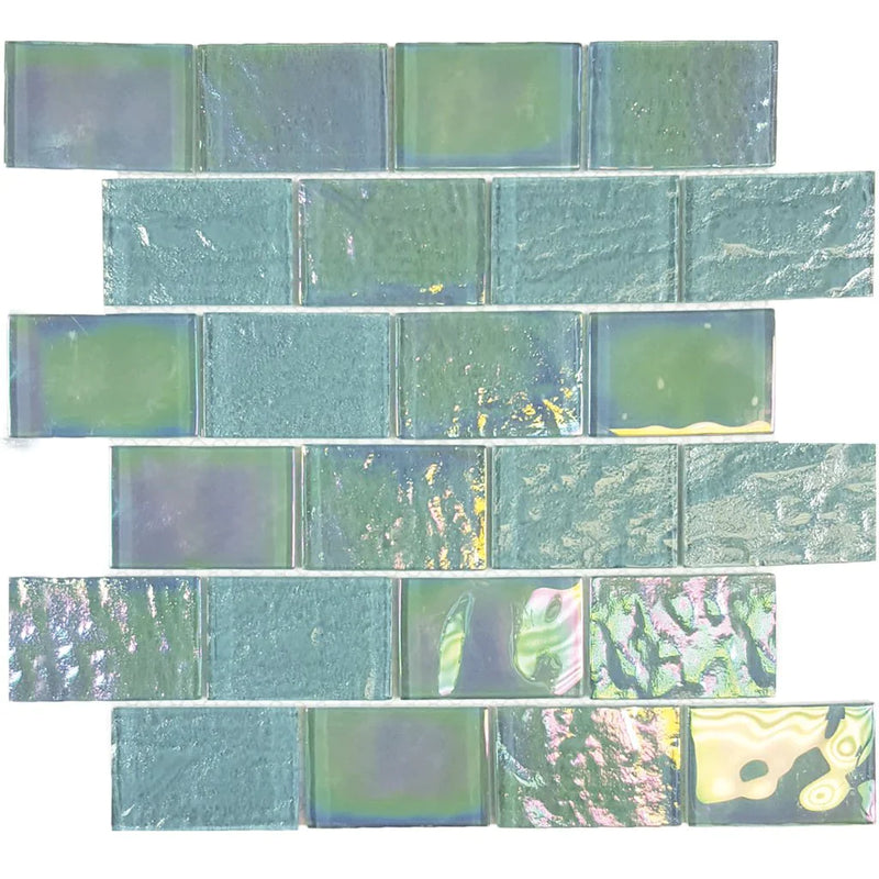 Aquatica Emerald Green 2"x3" Glass Mosaic Tile 11.50"x11.75" - Nautical Collection