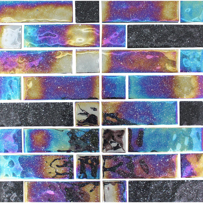 Aquatica Galaxy - Mixed Linear - Glass Pool Tile 12"x12" - Stardust Collection