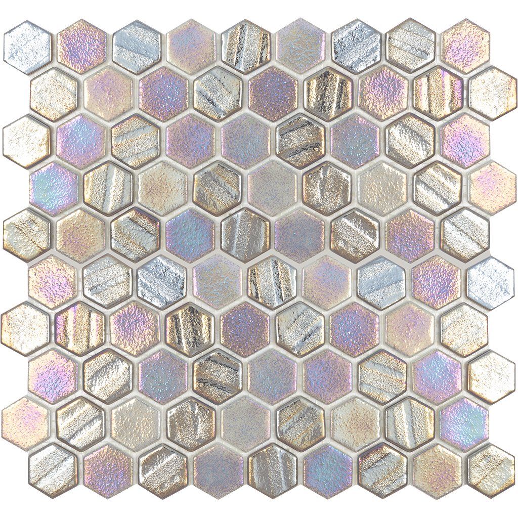 Aquatica Gray Hexagon Glass Mosaic Tile 12"x12" - Illusions Collection