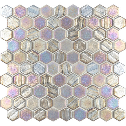 Aquatica Gray Hexagon Glass Mosaic Tile 12"x12" - Illusions Collection