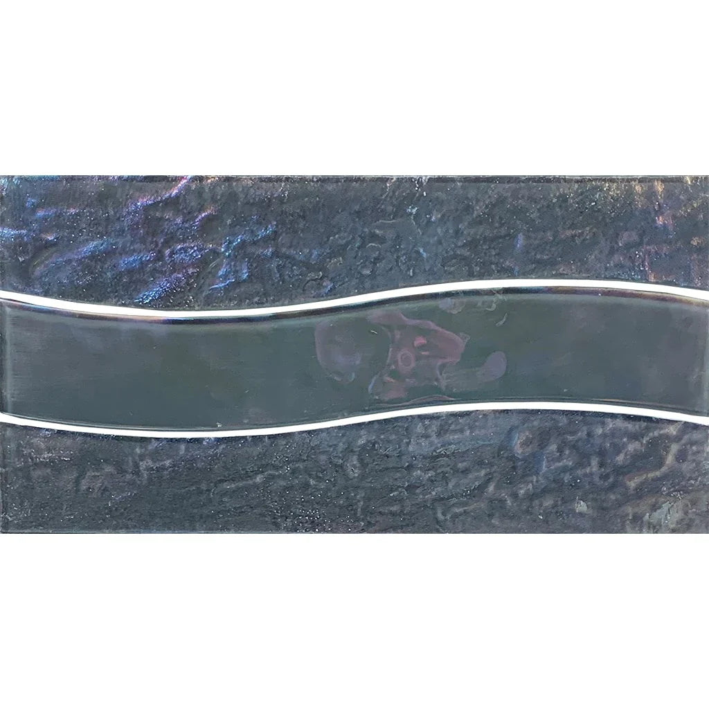 Aquatica Gray Pool Waveglass Waterline Glass Tile 6"x12" - Border Wave Collection