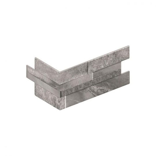 Aquatica Gray Porcelain Ledgerstone Corner & Staggered Set Corner - Marmi Collection
