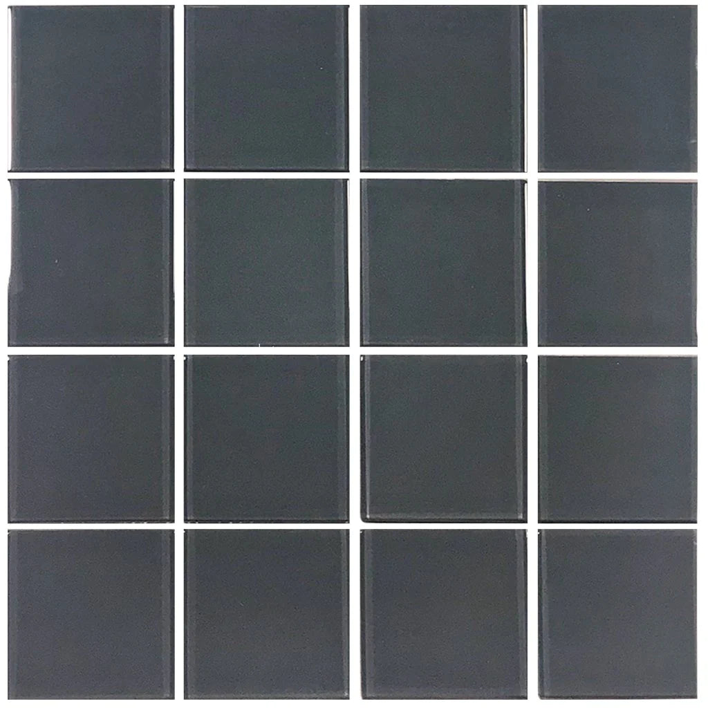 Aquatica Gray Solid Glass Mosaic Tile 12"x12" - Crystal Collection