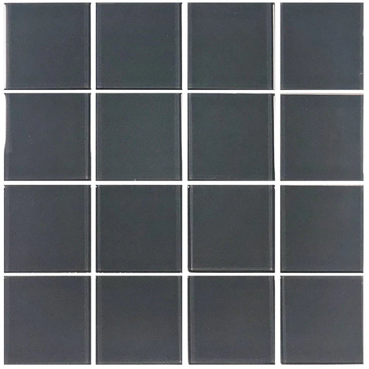 Aquatica Gray Solid Glass Mosaic Tile 12"x12" - Crystal Collection