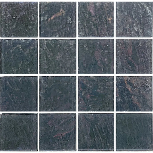 Aquatica Gray Textured 3"x3" Glass Mosaic Tile 12"x12" - Piazza Collection