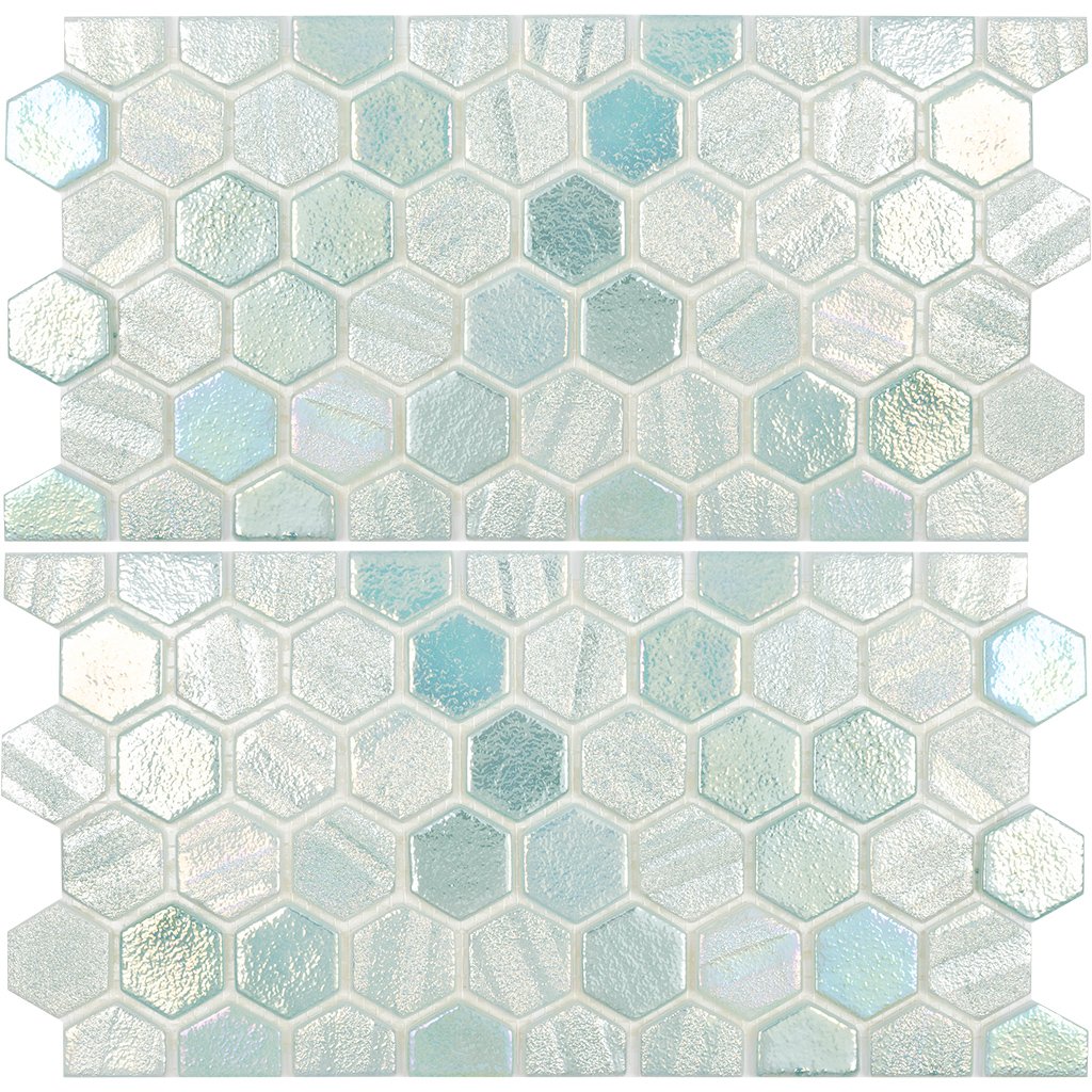 Aquatica Green 1" Hexagon Waterline Trim Glass Mosaic Tile 12"x11.5" - Illusions Collection