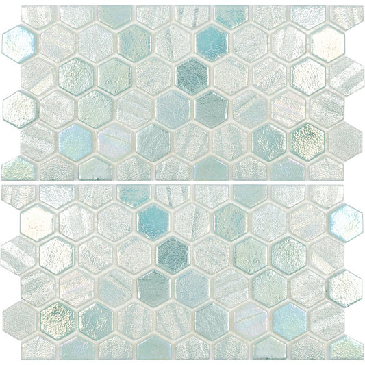 Aquatica Green 1" Hexagon Waterline Trim Glass Mosaic Tile 12"x11.5" - Illusions Collection