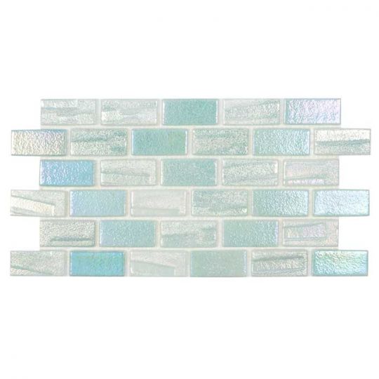 Aquatica Green 1"x2" Glass Mosaic Tile 12"x12" - Illusions Collection