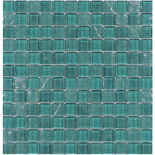 Aquatica Greenstone 1"x1" Linear Glass Mesh Tile 11.75"x11.75" - Treasure Collection