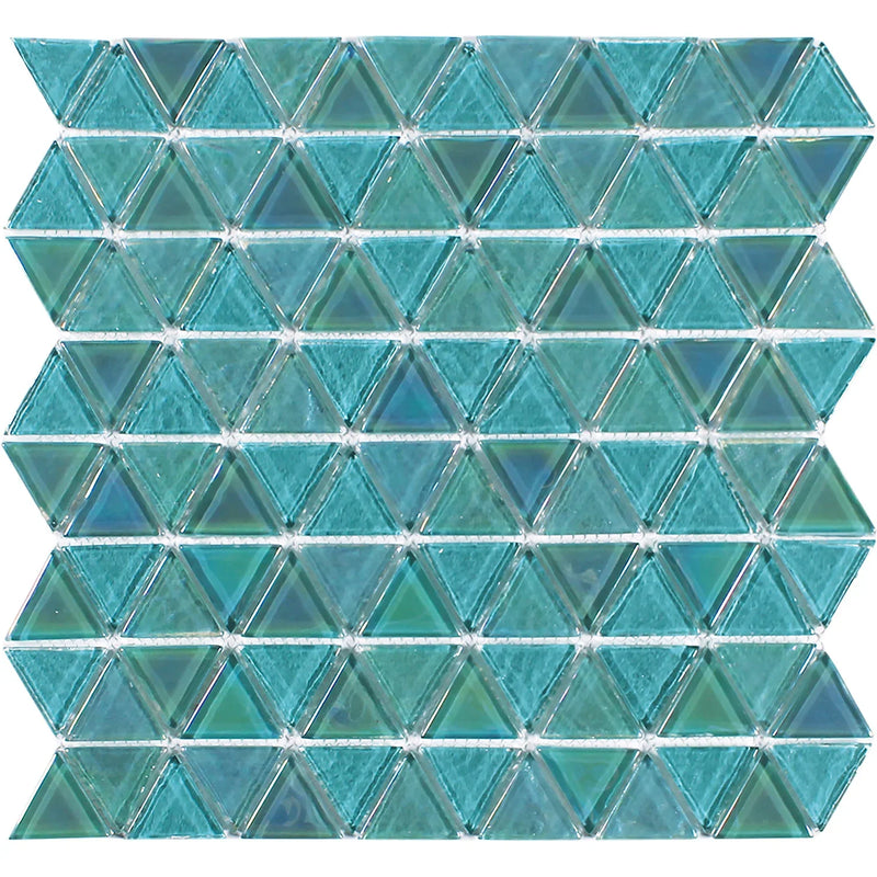 Aquatica Greenstone Glass Mosaic On Mesh Tile 11.75"x11.75" - Triangle Collection