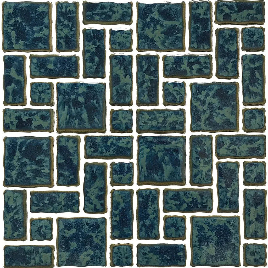 Aquatica Gulf Blue Random Pattern Porcelain Mosaic Pool Tile 12
