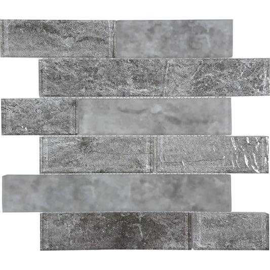 Aquatica Hazel 2"x6" Glossy & Matte Glass Mosaic Tile 11.75"x11.75" - Revere Collection