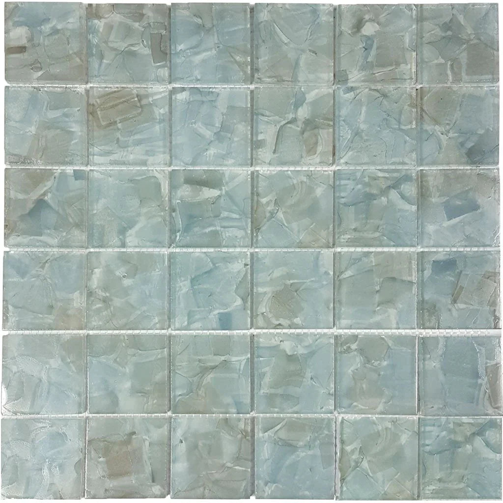 Aquatica Hyacinth 2"x2" Glass Mosaic Tile 11.75"x11.75" - Flower Glass Collection