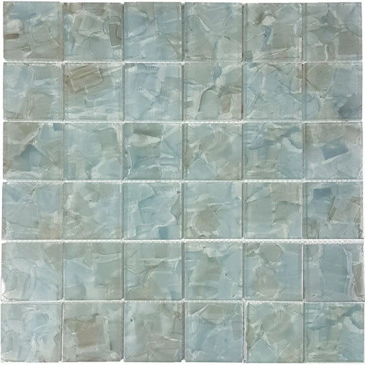 Aquatica Hyacinth 2"x2" Glass Mosaic Tile 11.75"x11.75" - Flower Glass Collection