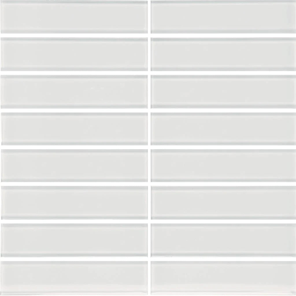 Aquatica Ice 1.5"x6" Stacked Glass Mosaic Tile 11.75"x11.75" - Element Collection