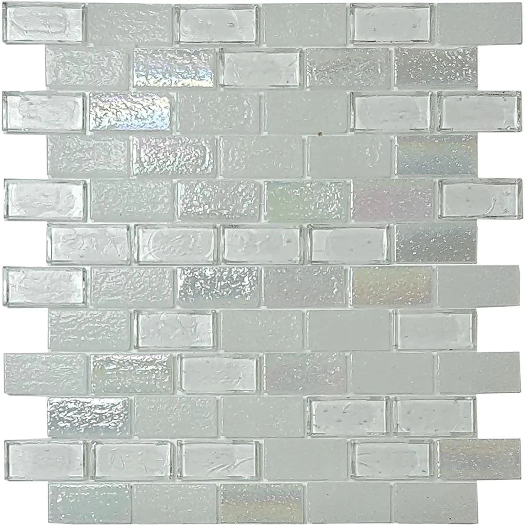 Aquatica Iceberg 1"x2" Glass Mosaic Tile 11.5"x12.5" - Superior Collection