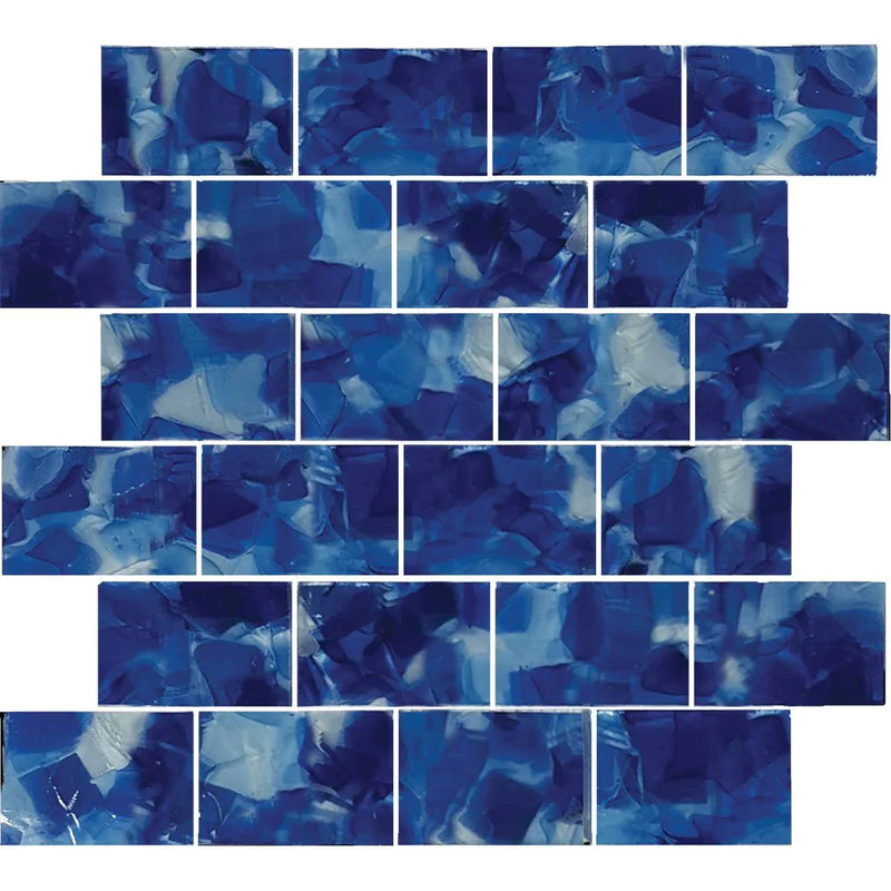 Aquatica Iris 2"x3" Glass Mosaic Tile 11.75"x11.75" - Flower Glass Collection