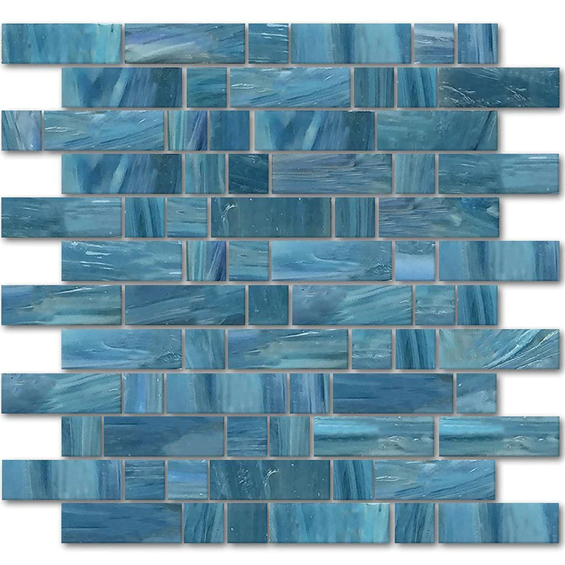 Aquatica Java 1"x1" & 1"x3" Glass Mosaic Tile 11.75"x12" - Dash Collection