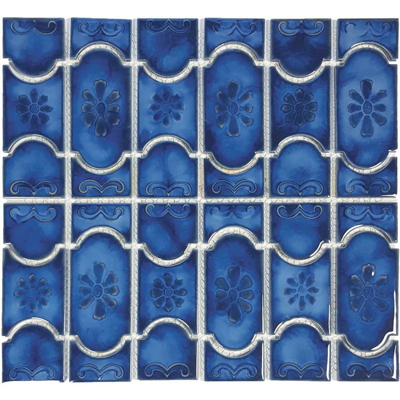 Aquatica Marble Royal Porcelain Mosaic Tile 12"x12.5" - Botanical Collection