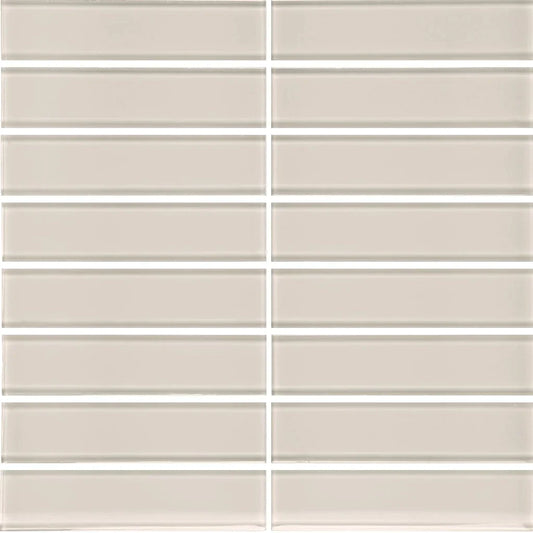 Aquatica Mist 1.5"x6" Stacked Glass Mosaic Tile 11.75"x11.75" - Element Collection