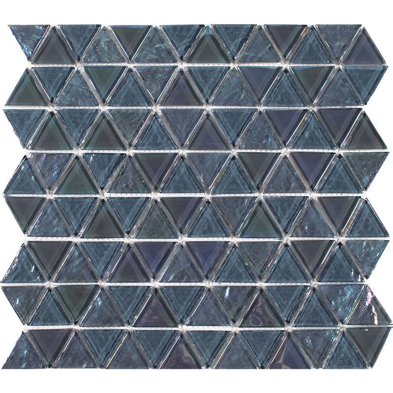 Aquatica Moonstone Glass Mosaic On Mesh Tile 11.75"x11.75" - Triangle Collection