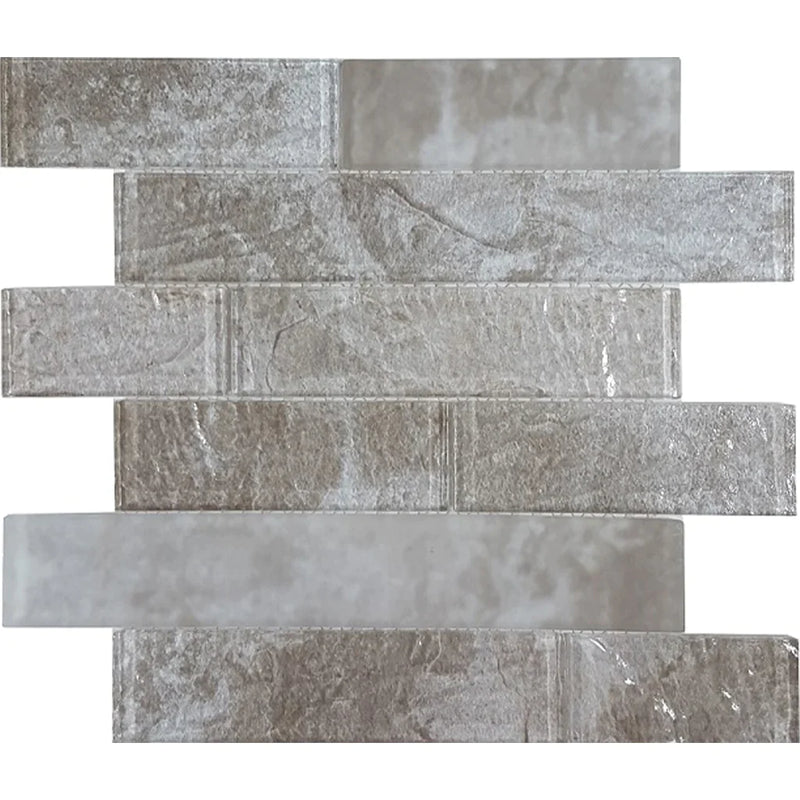 Aquatica Natural 2"x6" Glossy & Matte Glass Mosaic Tile 11.75"x11.75" - Revere Collection