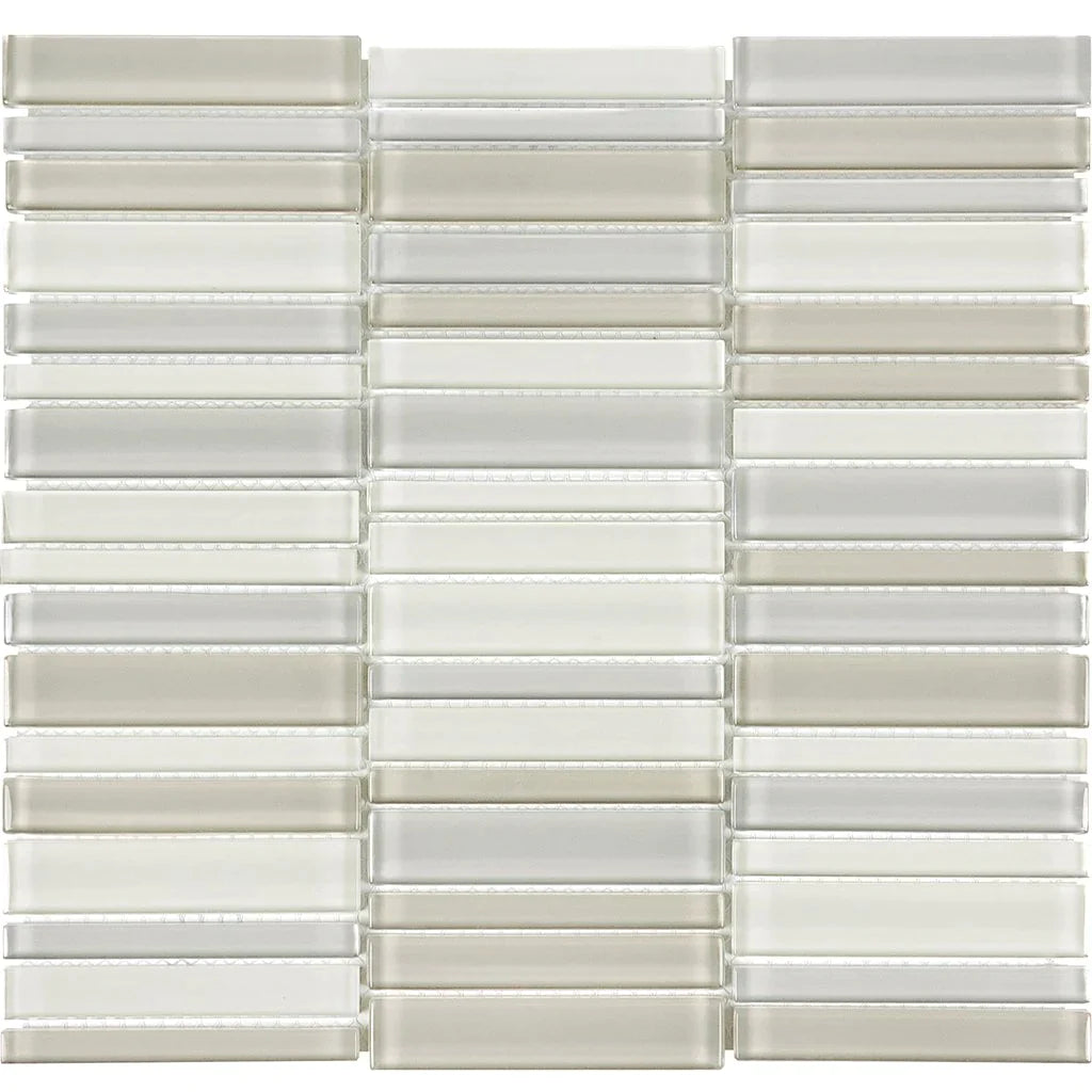 Aquatica Natural Blend 1"x4" Stacked Glass Mosaic Tile 11.25"x11.75" - Element Collection