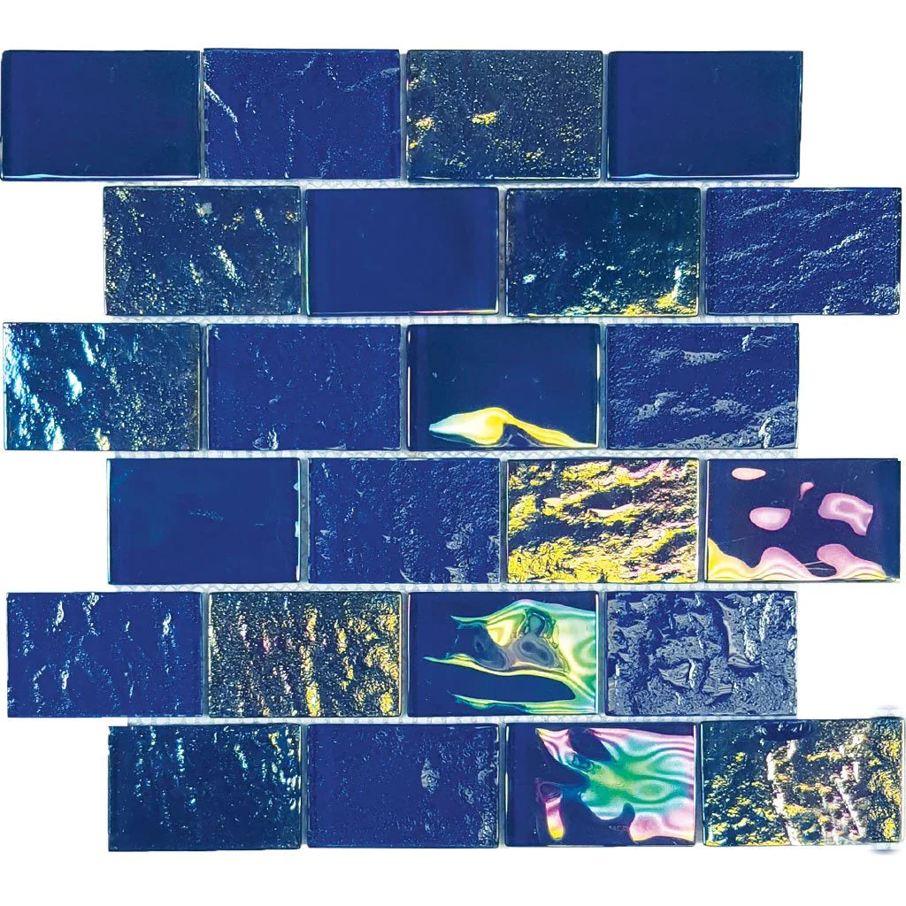 Aquatica Naval Blue 2"x3" Glass Mosaic Tile 11.50"x11.75" - Nautical Collection