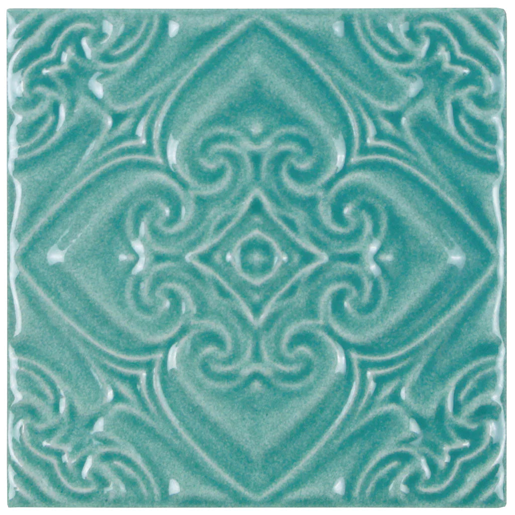 Aquatica Pacifico Acqua Deco Green Porcelain Pool Tile 6"x6" - Melange Collection