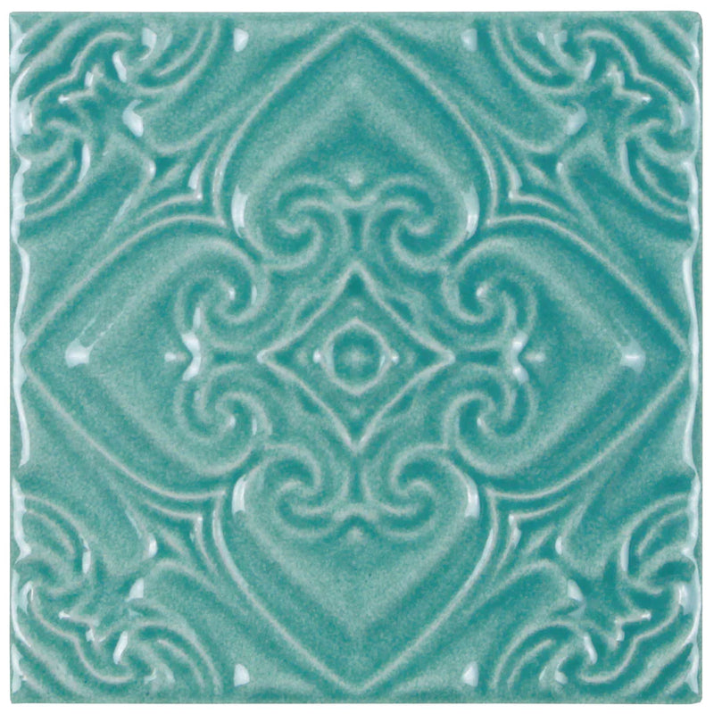 Aquatica Pacifico Acqua Deco Green Porcelain Pool Tile 6"x6" - Melange Collection