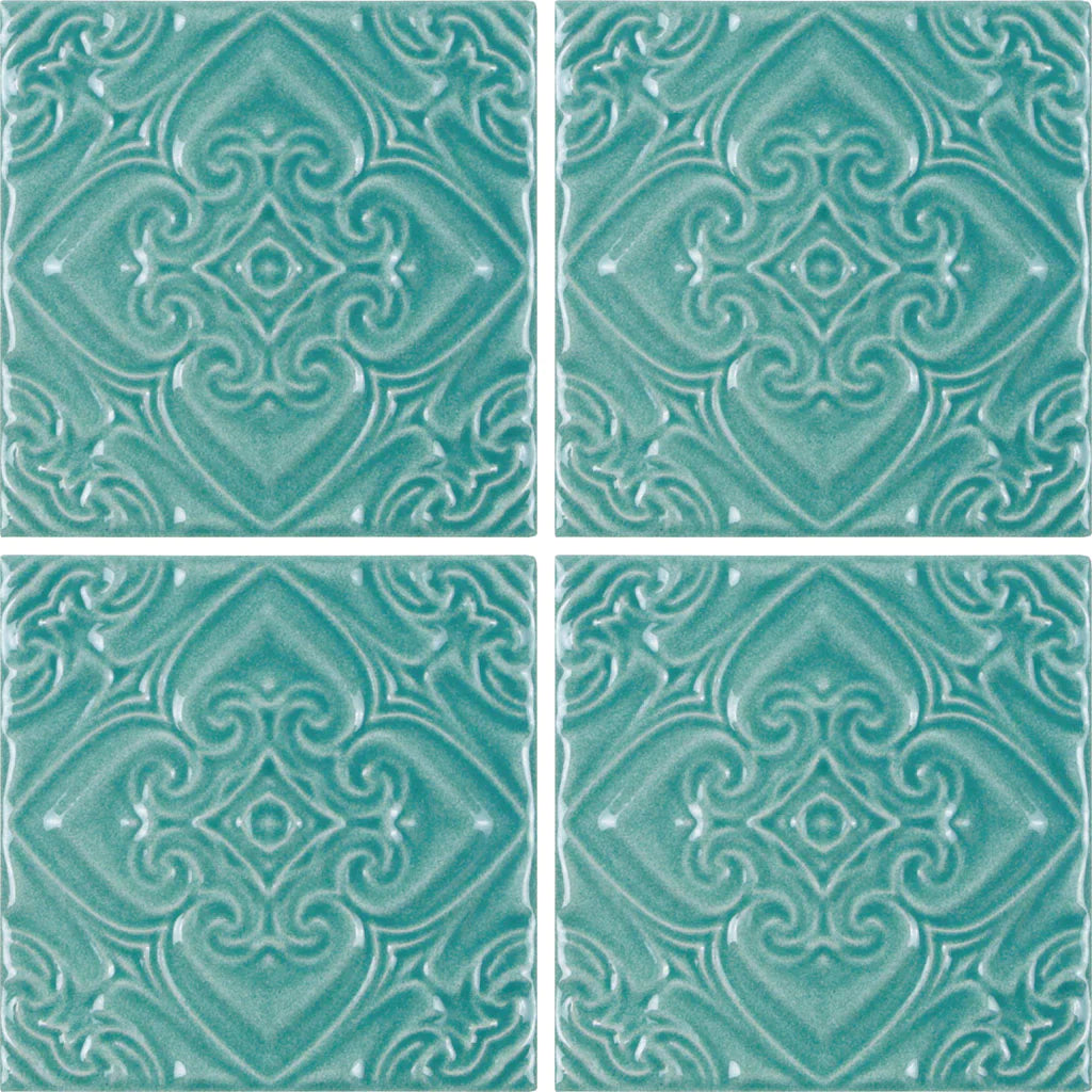 Aquatica Pacifico Acqua Deco Green Porcelain Pool Tile 6"x6" - Melange Collection